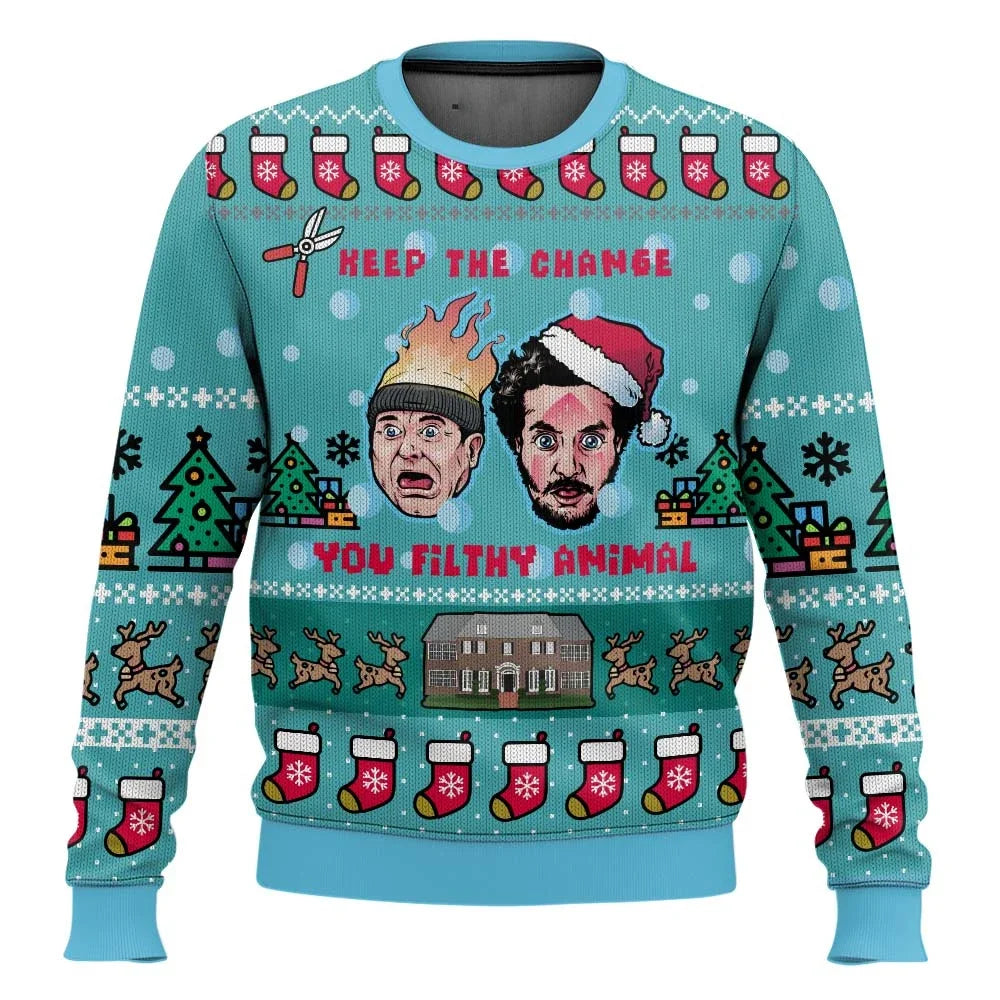 Sweatshirt Natal Inspirada no Clássico “Sozinho em Casa” – Ugly Christmas Sweater com Design Humorístico “KEVIN!!!”