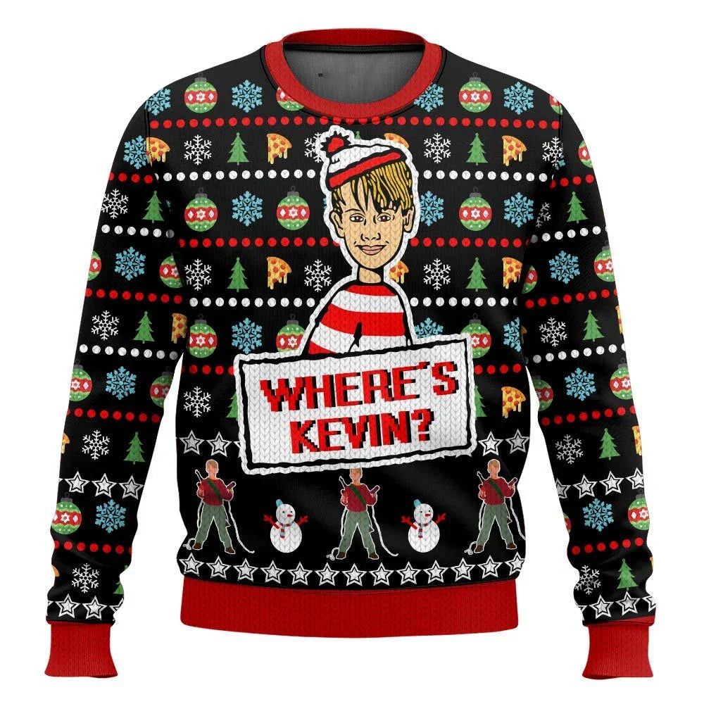 Sweatshirt Natal Inspirada no Clássico “Sozinho em Casa” – Ugly Christmas Sweater com Design Humorístico “KEVIN!!!”