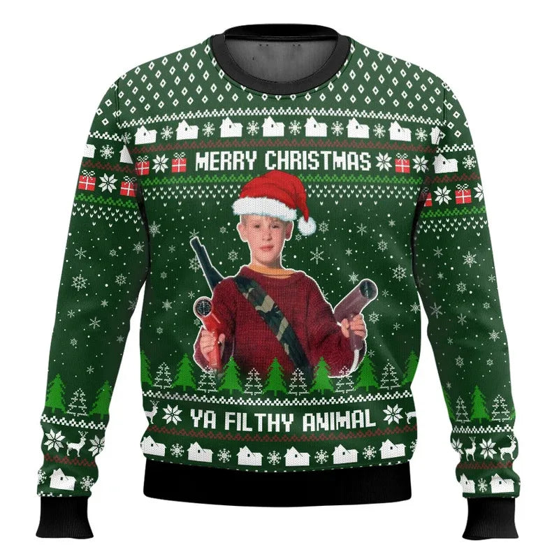 Sweatshirt Natal Inspirada no Clássico “Sozinho em Casa” – Ugly Christmas Sweater com Design Humorístico “KEVIN!!!”