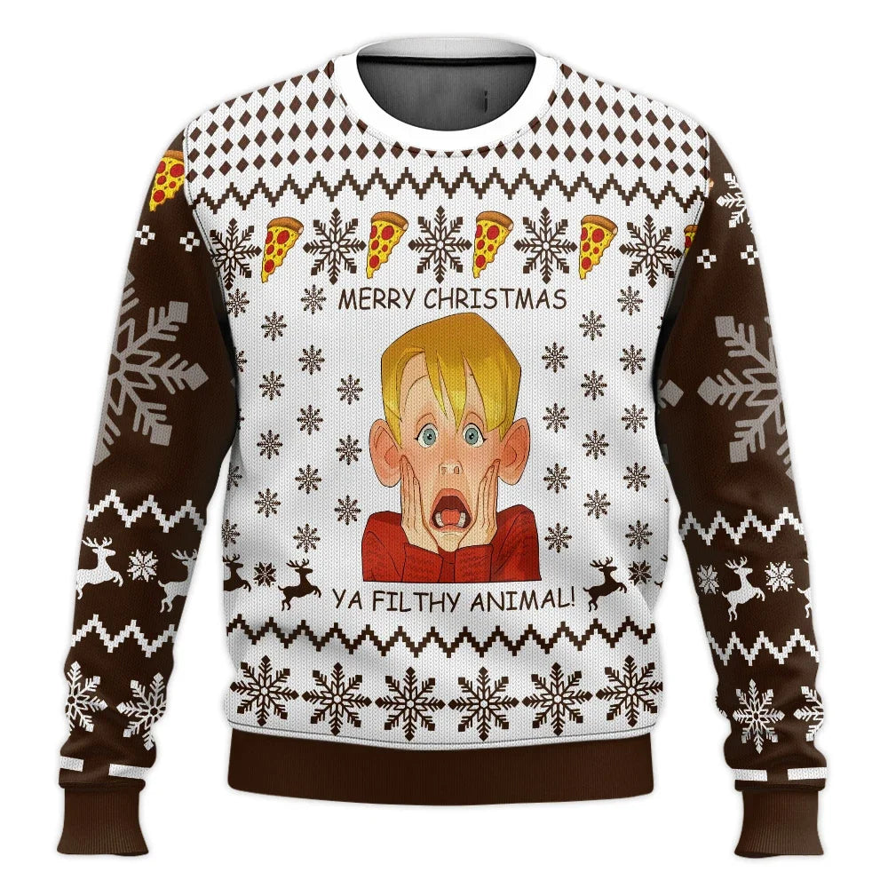 Sweatshirt Natal Inspirada no Clássico “Sozinho em Casa” – Ugly Christmas Sweater com Design Humorístico “KEVIN!!!”