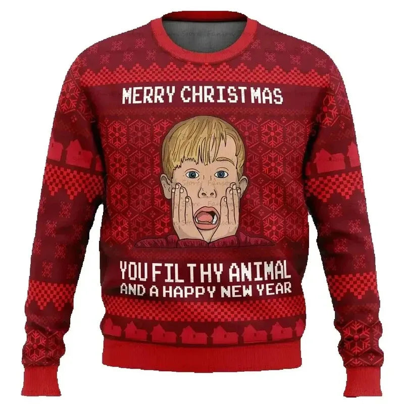 Sweatshirt Natal Inspirada no Clássico “Sozinho em Casa” – Ugly Christmas Sweater com Design Humorístico “KEVIN!!!”
