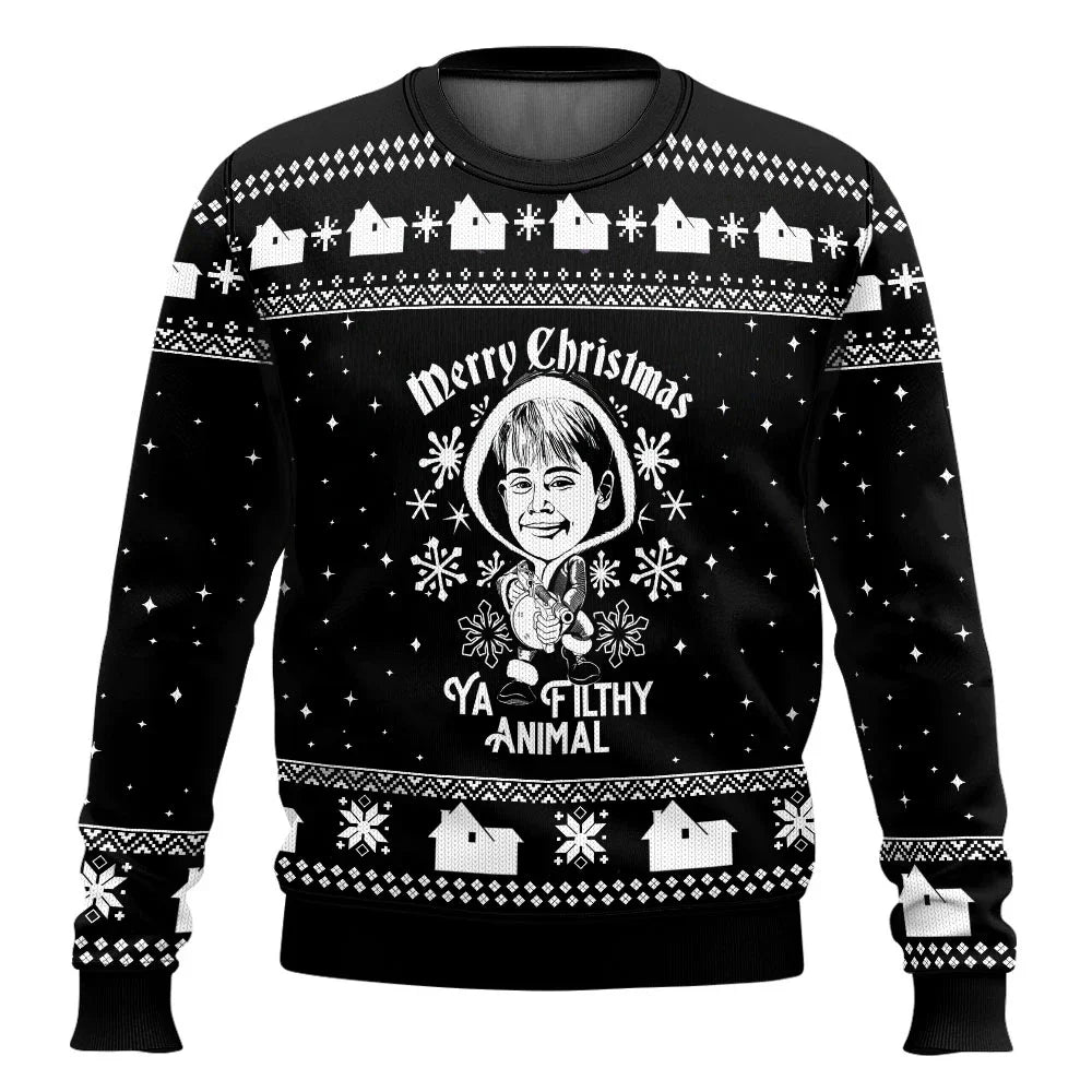 Sweatshirt Natal Inspirada no Clássico “Sozinho em Casa” – Ugly Christmas Sweater com Design Humorístico “KEVIN!!!”