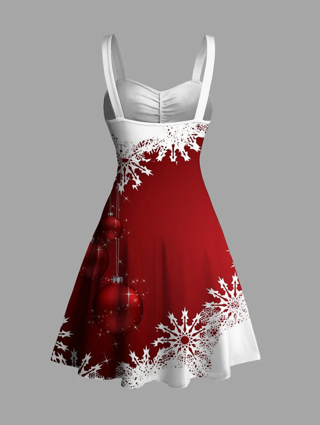 Vestido Natal Sweetheart Snowflake com Cinto – Elegância Festiva