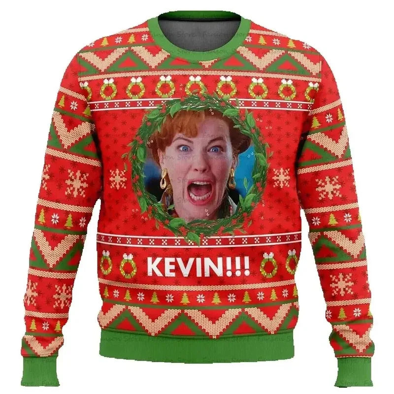 Sweatshirt Natal Inspirada no Clássico “Sozinho em Casa” – Ugly Christmas Sweater com Design Humorístico “KEVIN!!!”