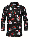 Camisa Masculina Natal 3D – Pai Natal e Boneco de Neve
