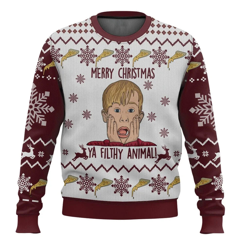 Sweatshirt Natal Inspirada no Clássico “Sozinho em Casa” – Ugly Christmas Sweater com Design Humorístico “KEVIN!!!”