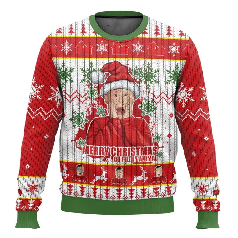 Sweatshirt Natal Inspirada no Clássico “Sozinho em Casa” – Ugly Christmas Sweater com Design Humorístico “KEVIN!!!”