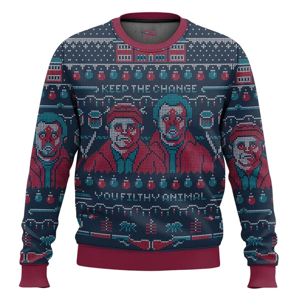 Sweatshirt Natal Inspirada no Clássico “Sozinho em Casa” – Ugly Christmas Sweater com Design Humorístico “KEVIN!!!”